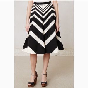 Anthropologie Black and Cream Midi Skirt